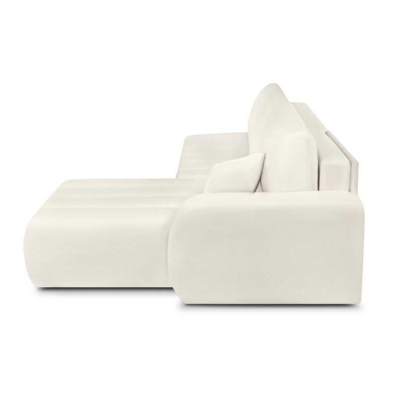 Canapé d'angle droit convertible BELEM 4/5 places tissu bouclette écru