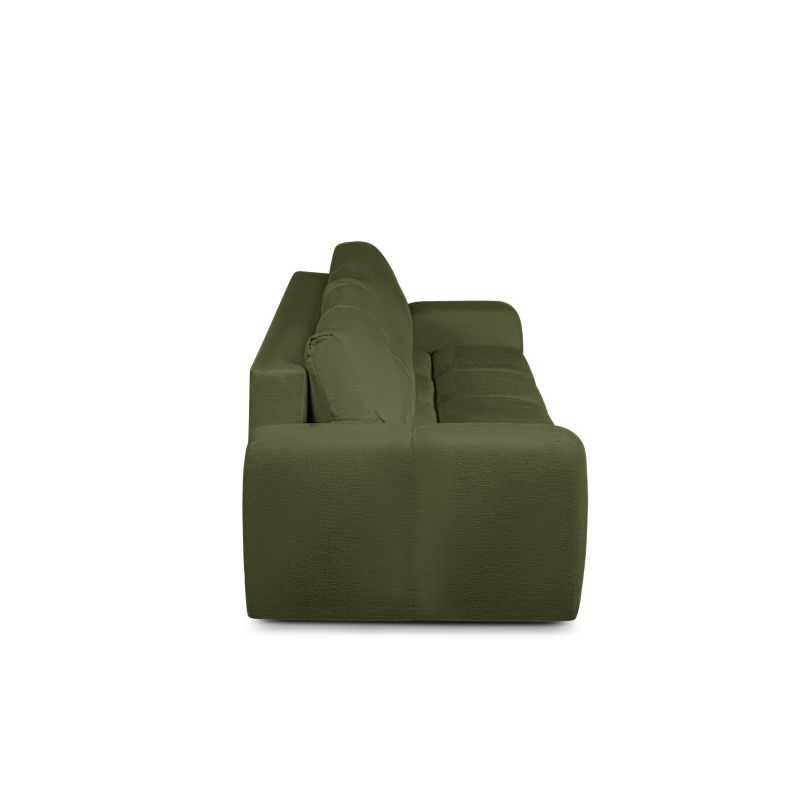 Canapé droit convertible SORELLA 3 places tissu chenille vert kaki