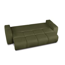 Canapé droit convertible SORELLA 3 places tissu chenille vert kaki