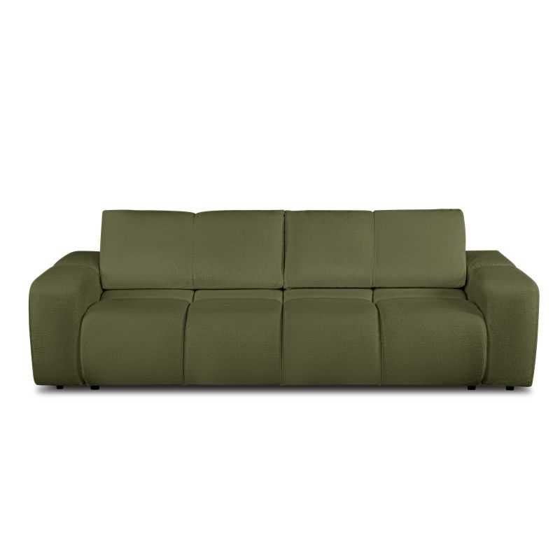 Canapé droit convertible SORELLA 3 places tissu chenille vert kaki