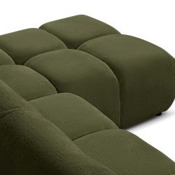 Canapé d'angle droit convertible SORELLA 4 places tissu chenille vert kaki