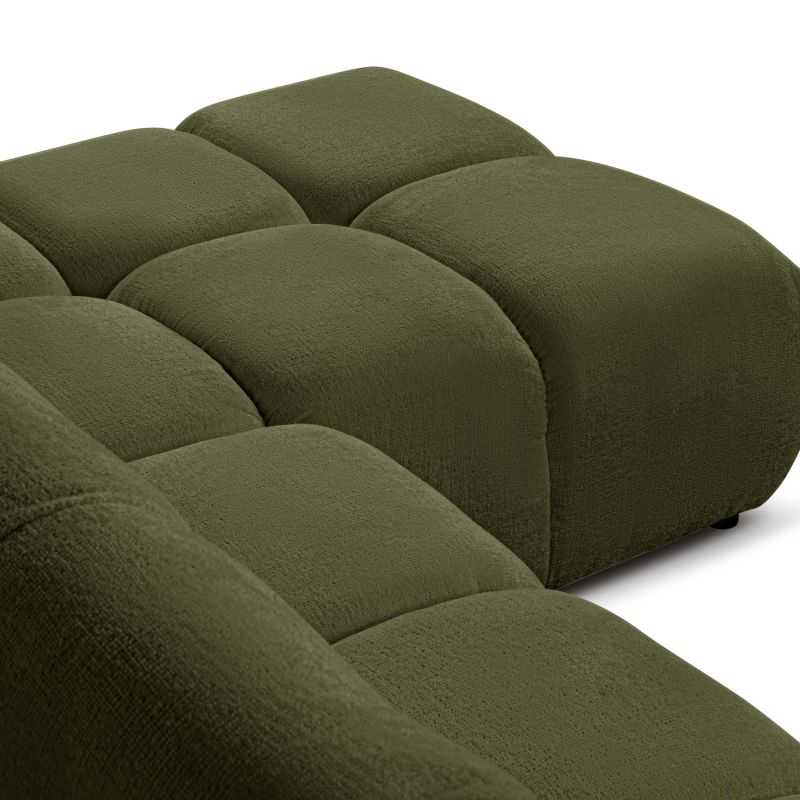 Canapé d'angle droit convertible SORELLA 4 places tissu chenille vert kaki