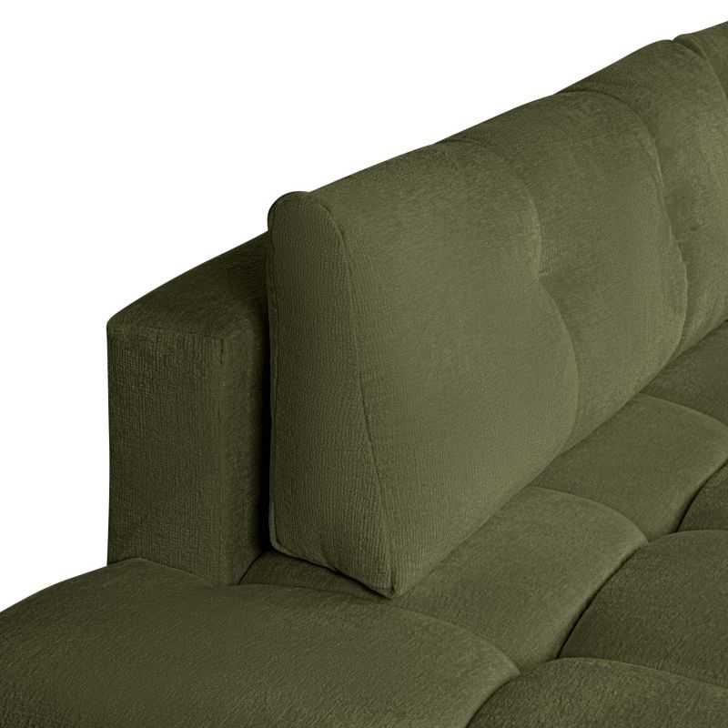 Canapé d'angle droit convertible SORELLA 4 places tissu chenille vert kaki