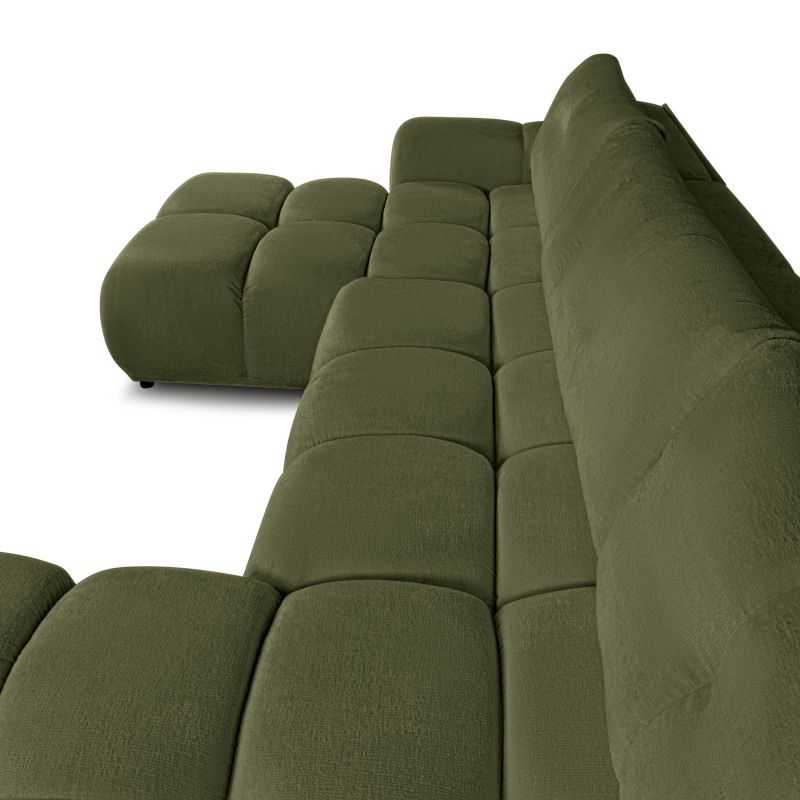 Canapé panoramique convertible SORELLA 6 places tissu chenille vert kaki