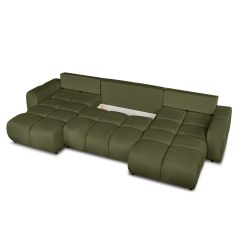 Canapé panoramique convertible SORELLA 6 places tissu chenille vert kaki