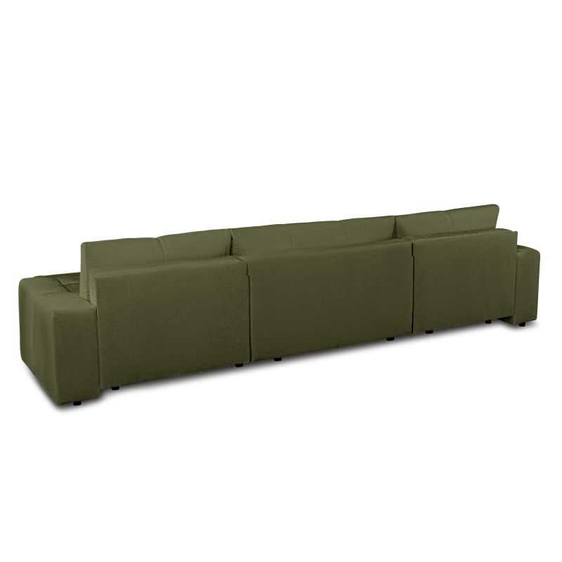 Canapé panoramique convertible SORELLA 6 places tissu chenille vert kaki