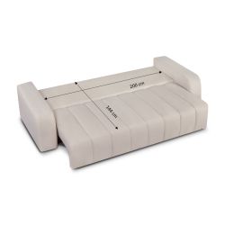 Canapé droit convertible BELEM 3 places tissu chenille grège