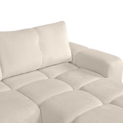 Canapé d'angle droit convertible SORELLA 4 places tissu chenille grège