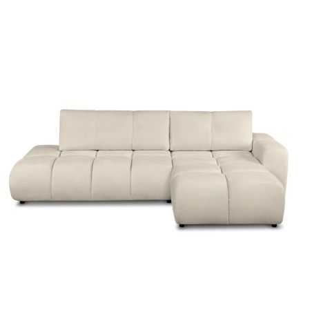 Canapé d'angle droit convertible SORELLA 4 places tissu chenille grège