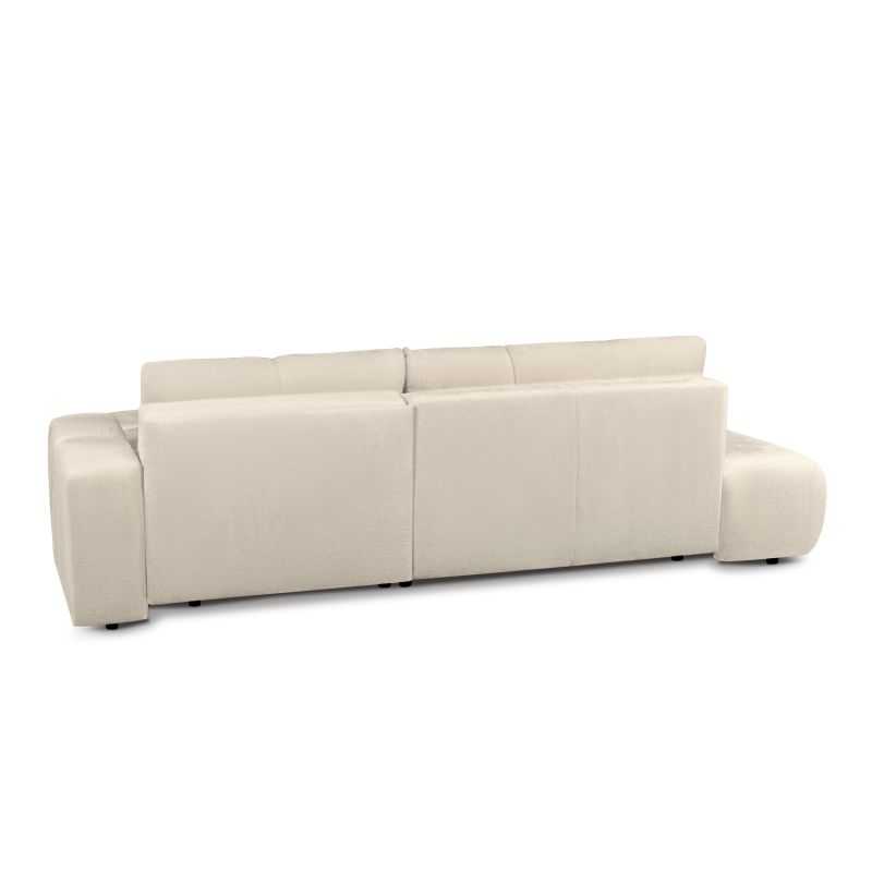 Canapé d'angle droit convertible SORELLA 4 places tissu chenille grège
