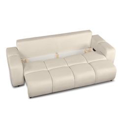 Canapé droit convertible SORELLA 3 places tissu chenille grège