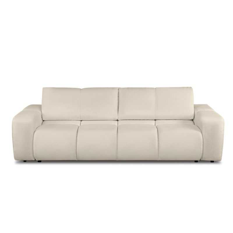 Canapé droit convertible SORELLA 3 places tissu chenille grège