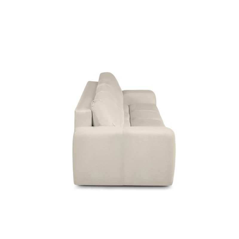 Canapé droit convertible SORELLA 3 places tissu chenille grège
