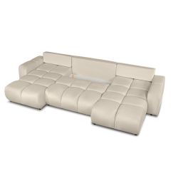 Canapé panoramique convertible SORELLA 6 places tissu chenille grège