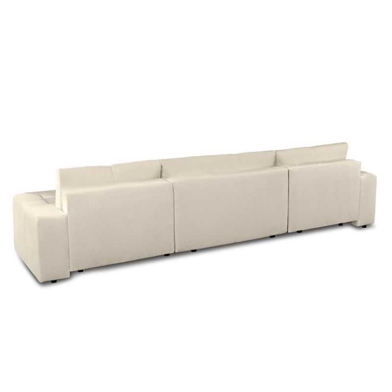 Canapé panoramique convertible SORELLA 6 places tissu chenille grège