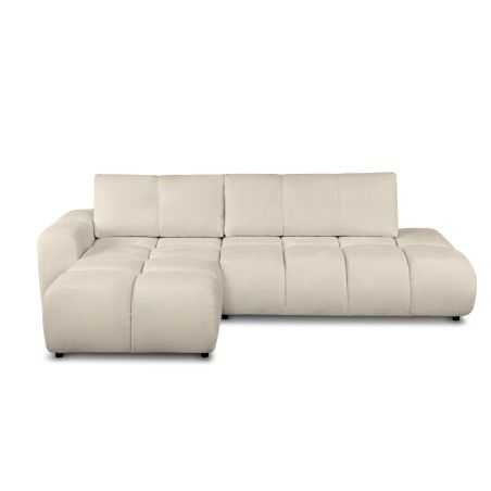 Canapé d'angle gauche convertible SORELLA 4 places tissu chenille grège