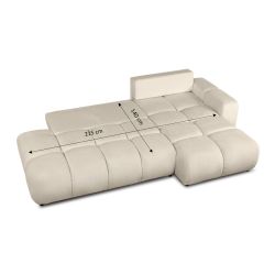 Canapé d'angle droit convertible SORELLA 4 places tissu chenille grège