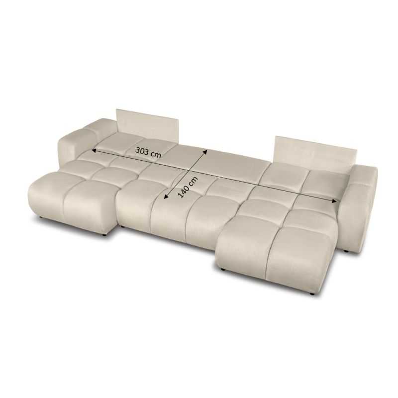 Canapé panoramique convertible SORELLA 6 places tissu chenille grège