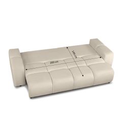 Canapé droit convertible SORELLA 3 places tissu chenille grège