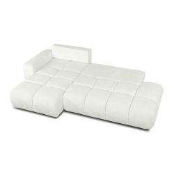 Canapé d'angle gauche convertible SORELLA 4 places tissu chenille écru