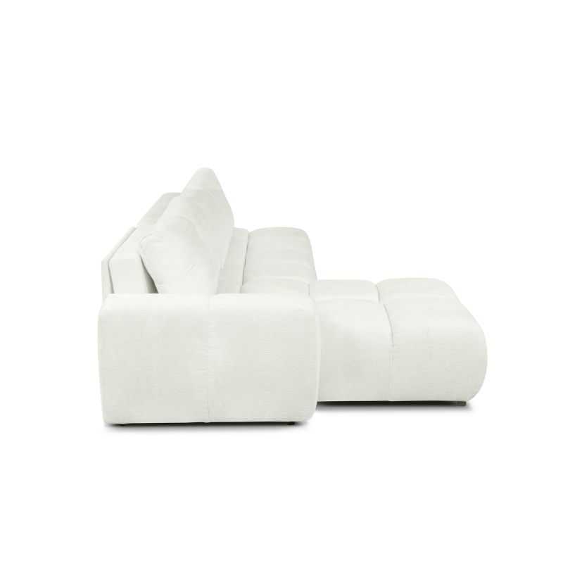 Canapé d'angle gauche convertible SORELLA 4 places tissu chenille écru
