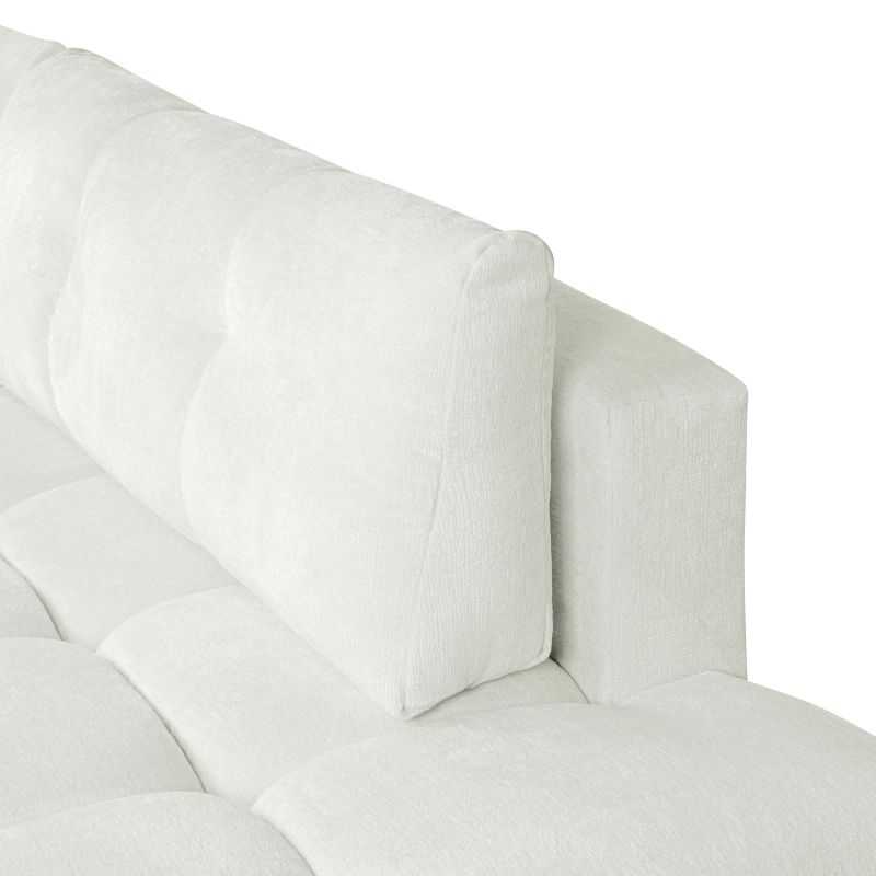 Canapé d'angle gauche convertible SORELLA 4 places tissu chenille écru