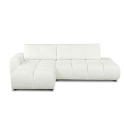 Canapé d'angle gauche convertible SORELLA 4 places tissu chenille écru