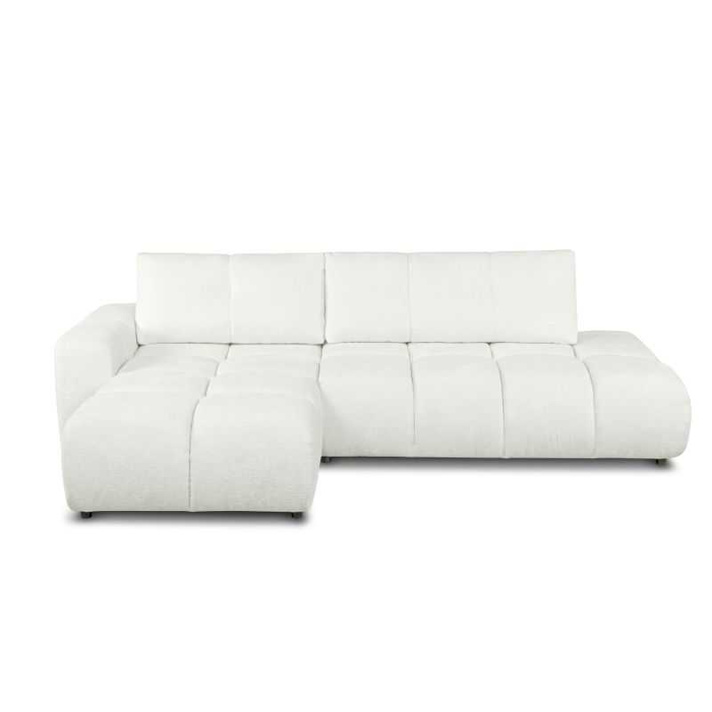 Canapé d'angle gauche convertible SORELLA 4 places tissu chenille écru