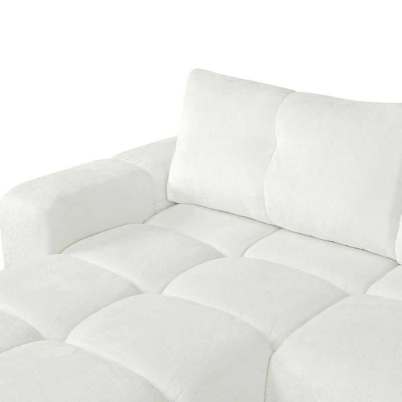 Canapé d'angle gauche convertible SORELLA 4 places tissu chenille écru