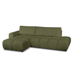 Canapé d'angle gauche convertible SORELLA 4 places tissu chenille vert kaki