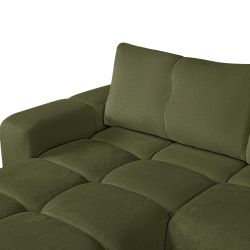 Canapé d'angle gauche convertible SORELLA 4 places tissu chenille vert kaki