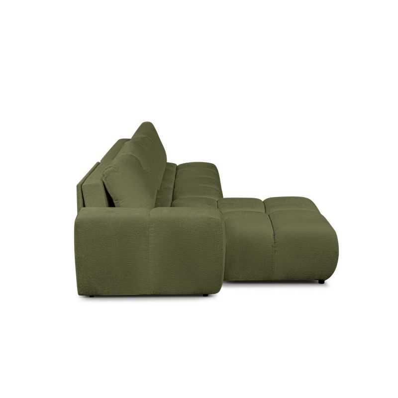 Canapé d'angle gauche convertible SORELLA 4 places tissu chenille vert kaki