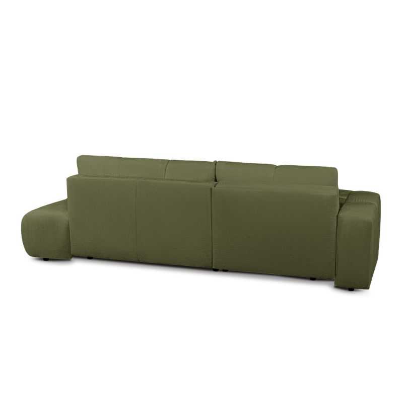 Canapé d'angle gauche convertible SORELLA 4 places tissu chenille vert kaki