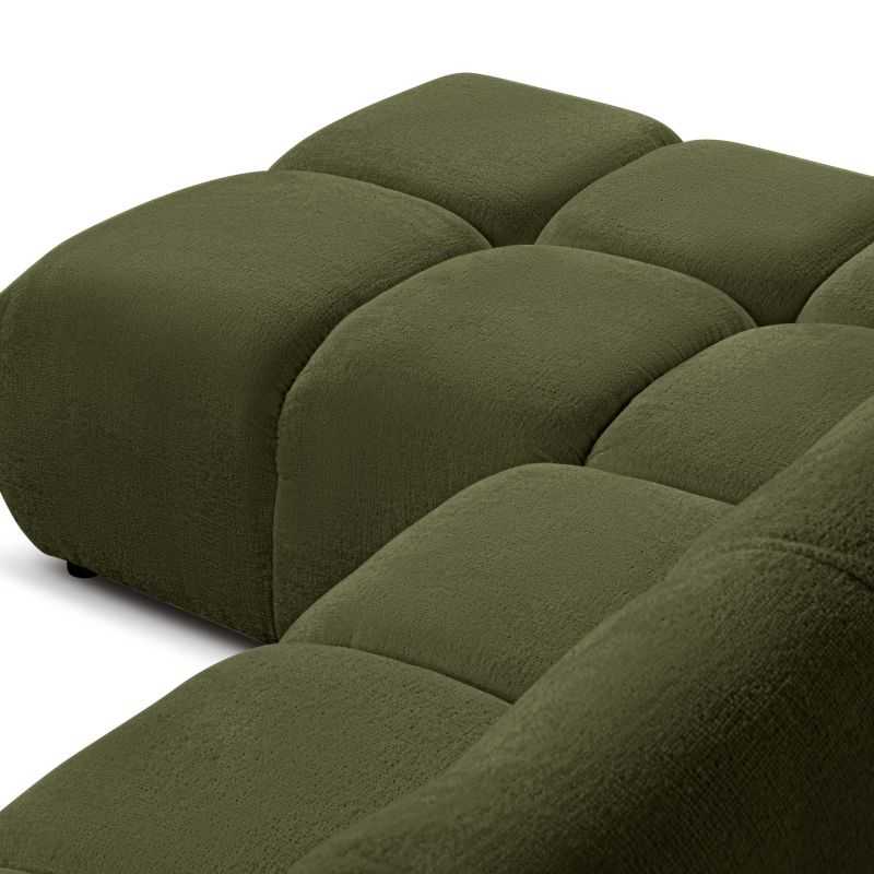 Canapé d'angle gauche convertible SORELLA 4 places tissu chenille vert kaki