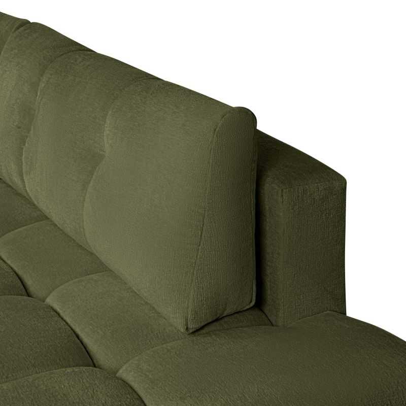 Canapé d'angle gauche convertible SORELLA 4 places tissu chenille vert kaki