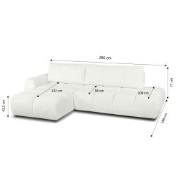 Canapé d'angle gauche convertible SORELLA 4 places tissu chenille écru