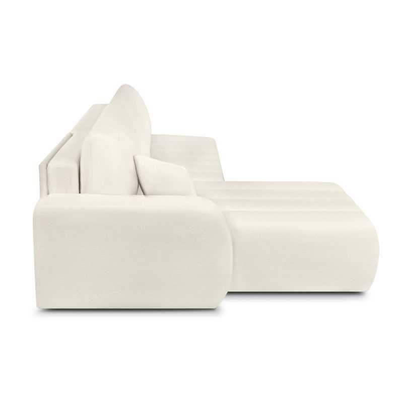 Canapé d'angle gauche convertible BELEM 4/5 places tissu bouclette écru