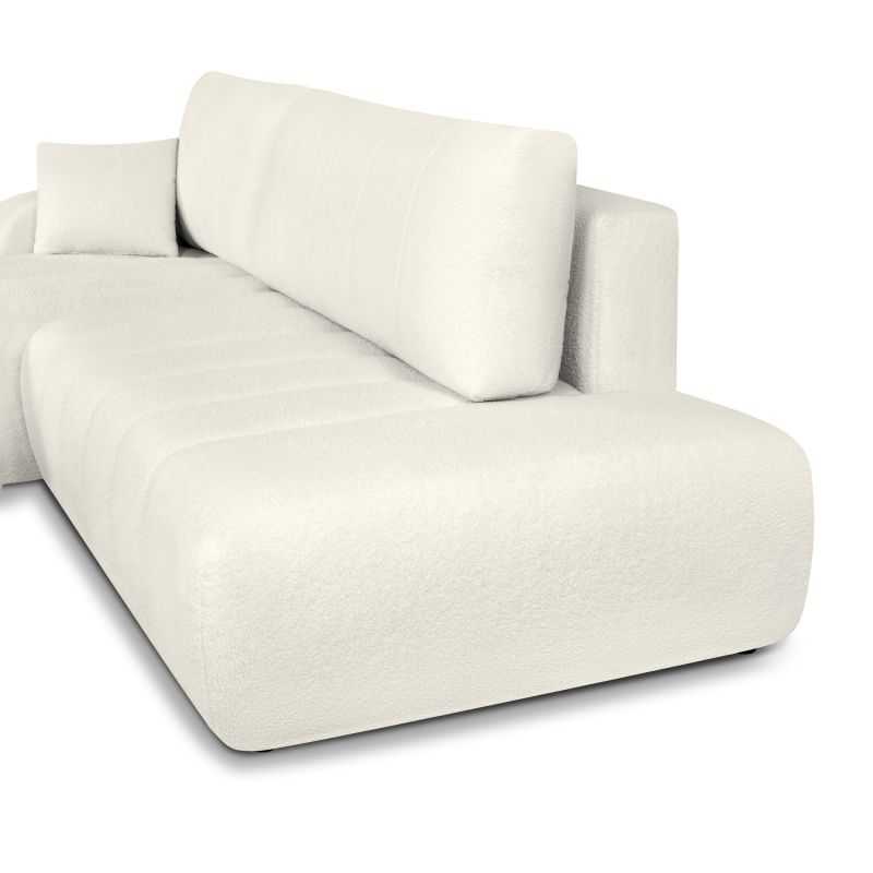 Canapé d'angle gauche convertible BELEM 4/5 places tissu bouclette écru