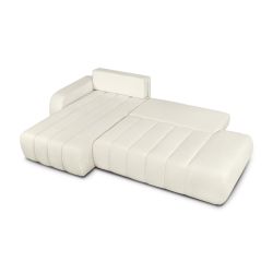 Canapé d'angle gauche convertible BELEM 4/5 places tissu bouclette écru