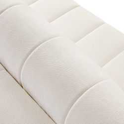 Canapé d'angle gauche convertible BELEM 4/5 places tissu chenille écru