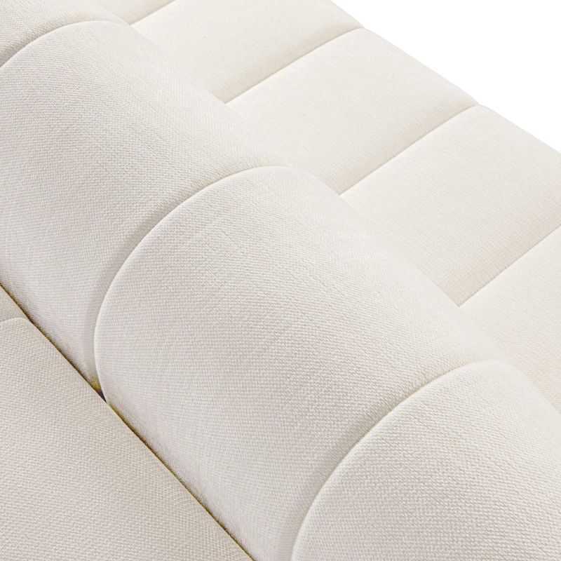 Canapé d'angle gauche convertible BELEM 4/5 places tissu chenille écru