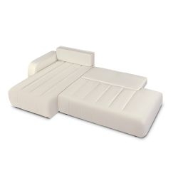 Canapé d'angle gauche convertible BELEM 4/5 places tissu chenille écru