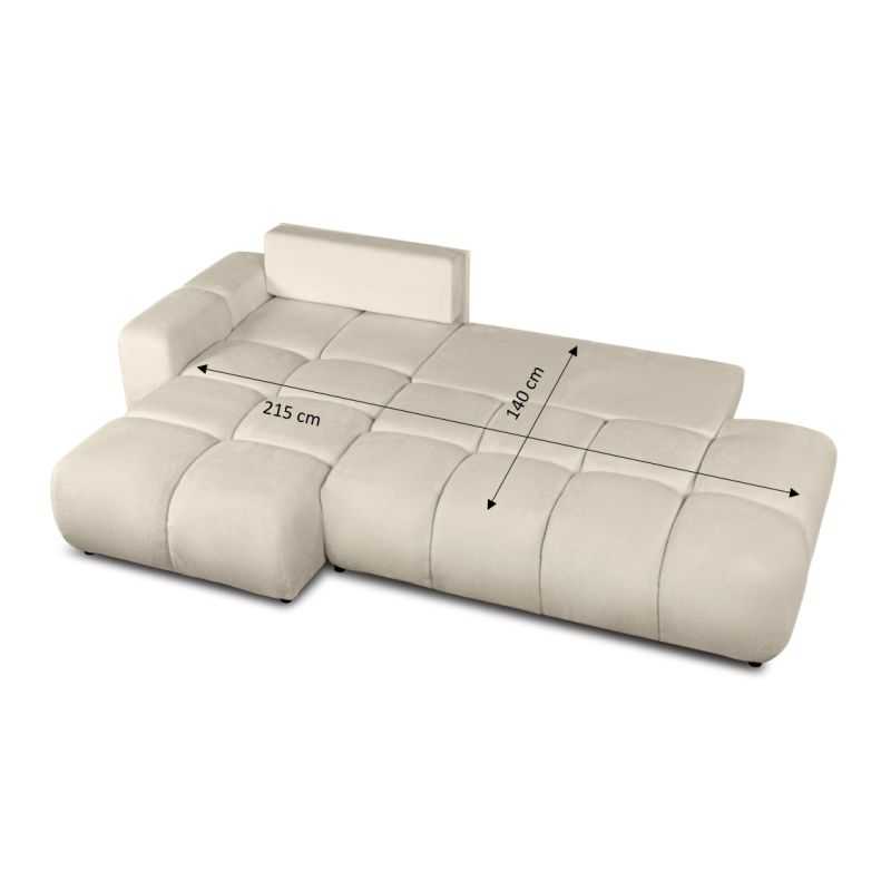 Canapé d'angle gauche convertible SORELLA 4 places tissu chenille grège