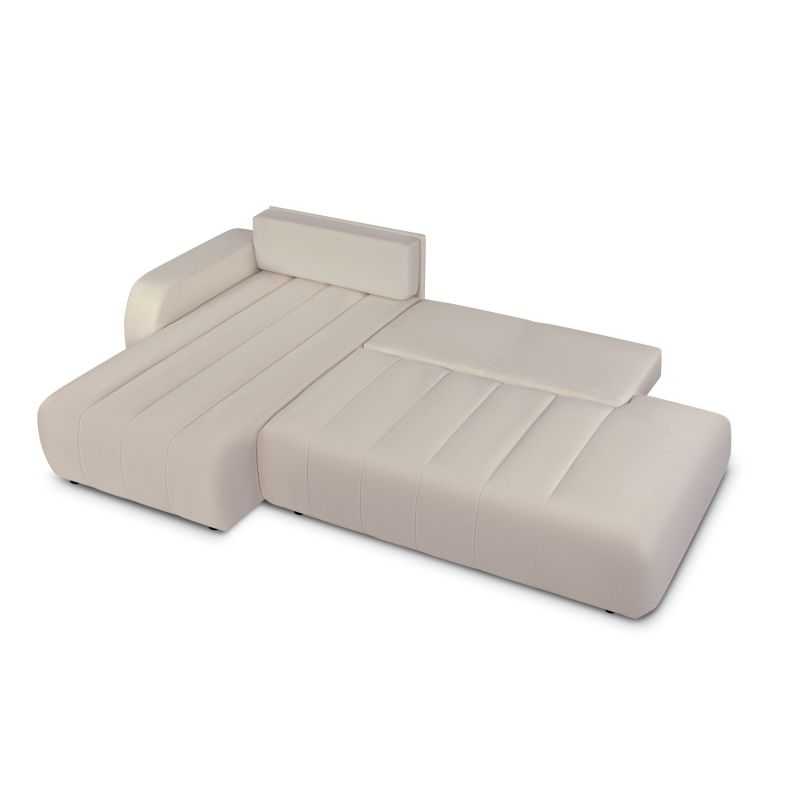 Canapé d'angle gauche convertible BELEM 4/5 places tissu chenille grège