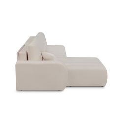 Canapé d'angle gauche convertible BELEM 4/5 places tissu chenille grège
