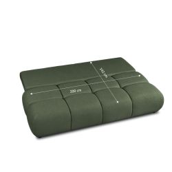 Canapé droit convertible TASCA 3 places tissu bouclette vert kaki