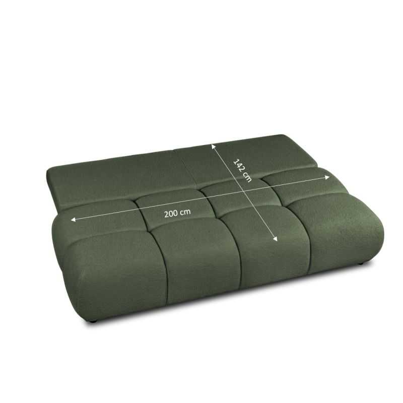 Canapé droit convertible TASCA 3 places tissu bouclette vert kaki