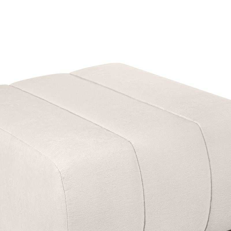Pouf BELEM fixe en tissu chenille écru