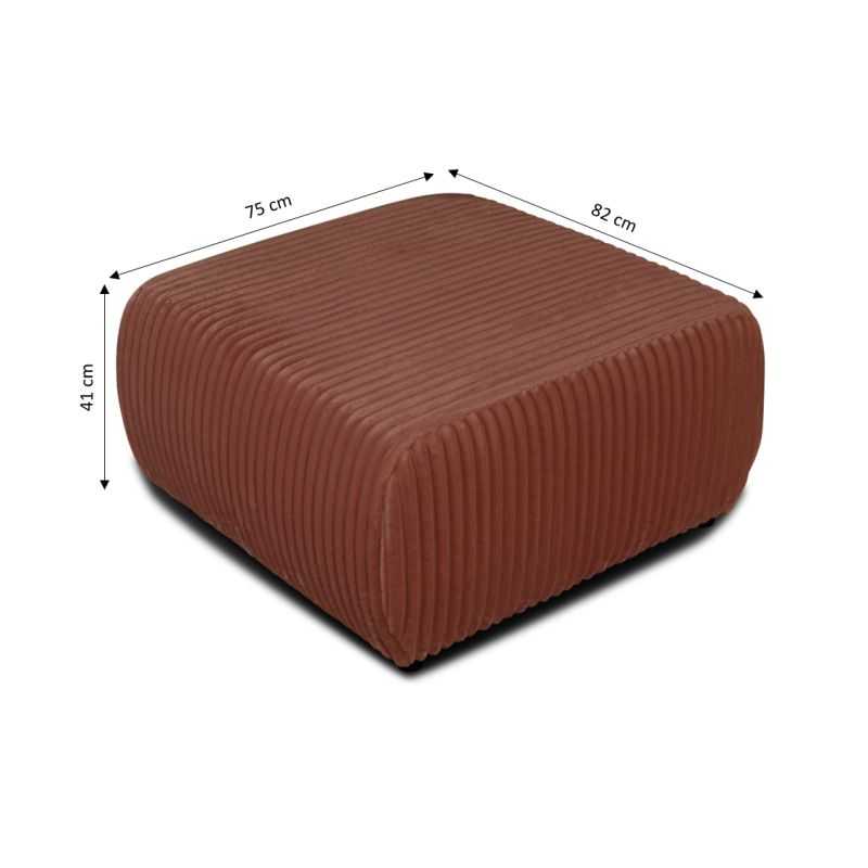 Pouf GLORIA velours côtelé terracotta