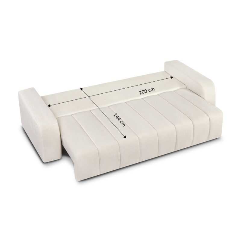 Canapé droit convertible BELEM 3 places tissu chenille écru